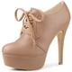 thumbnail image 1 of Botines de tacón alto Allegra K Plataforma y cordones para mujer Desnudo 40, 1 of 6
