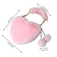 thumbnail image 5 of Bolso de mano de piel sintética con asa superior, suave, informal, con forma de corazón, para mujer Rosa claro, 5 of 5
