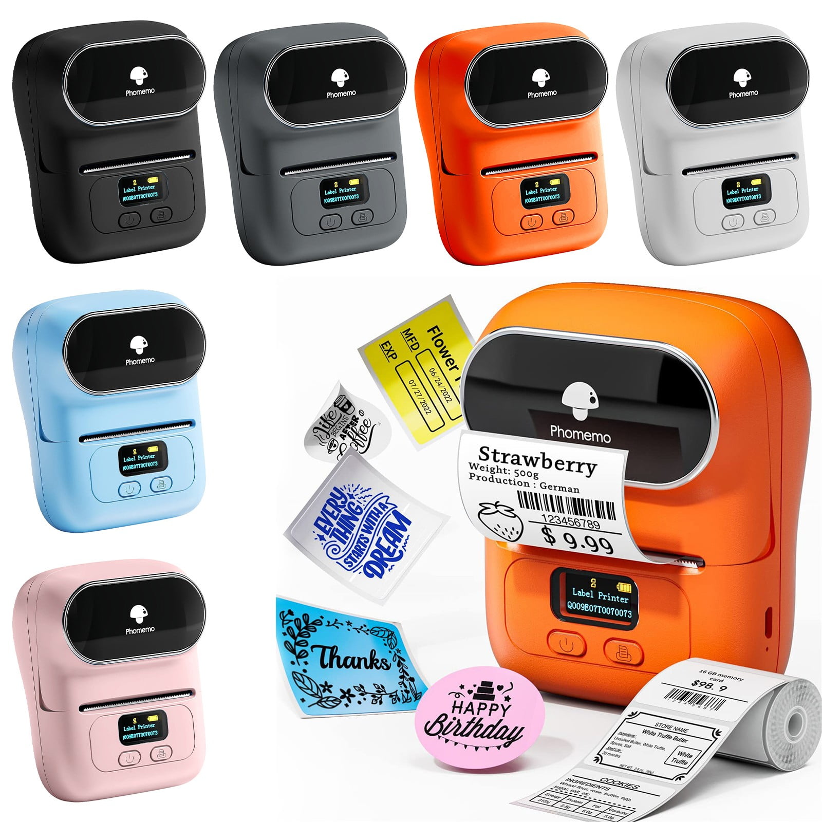 Feng Shui Import Bluetooth Thermal Label Maker for Small Business,2 Inch Wireless Barcode Label Printer for Home,Portable Inkless Label Machine for Address And Logo