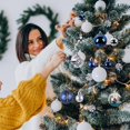 thumbnail image 5 of Adornos de bolas para árbol de Navidad, 44 unidades, juego de decoración de bolas navideñas irrompibles, diseño retro con grietas, bolas para árbol de Navidad, 5 of 5