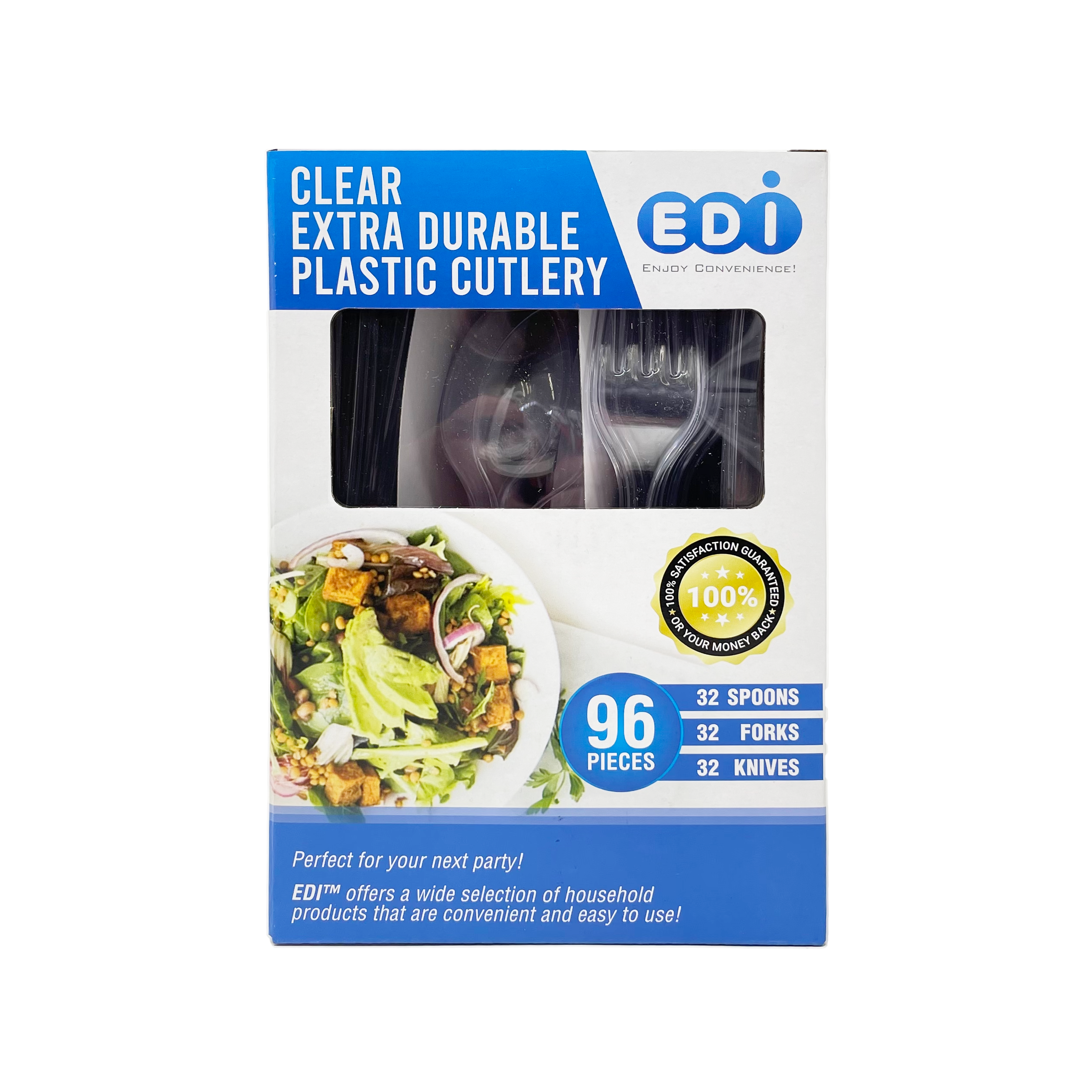 EDI Assorted Heavy-Duty Clear Plastic Cutlery Set, 96 Count photo 3
