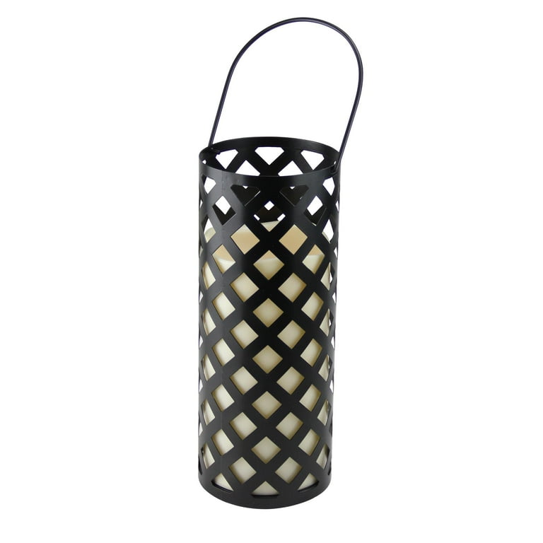 Battery Operated LED Metal Lantern - Crisscross