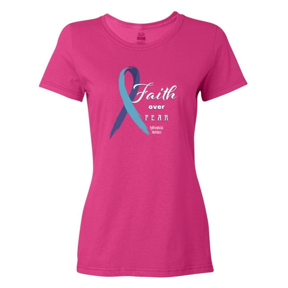 Inktastic Faith over Fear Hydrocephalus Awareness with Blue Ribbon Women's T-Shirt