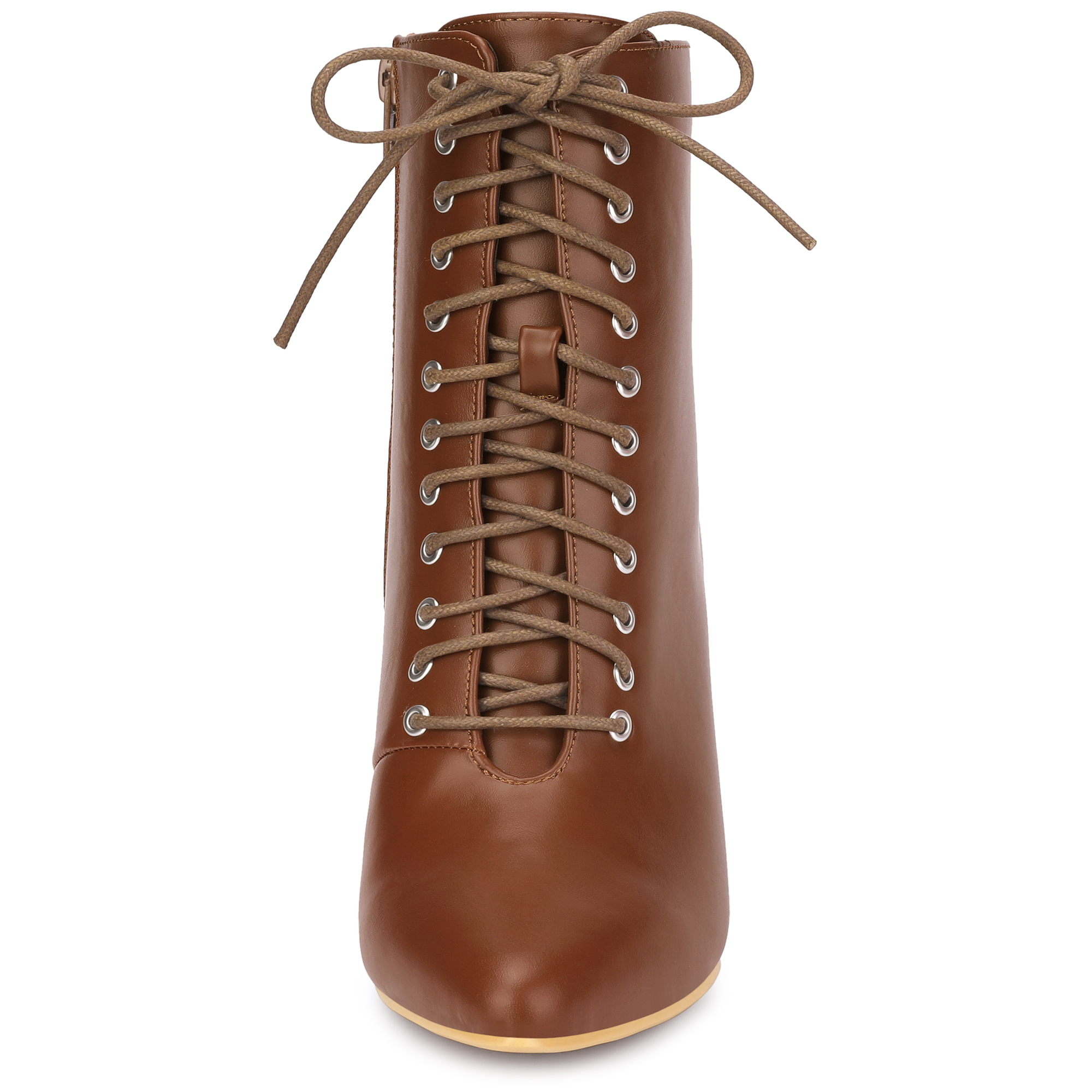 DARING DIVA Women's Stylish Pointy Toe Lace Up Stiletto Heel Ankle Boots Brown US 7