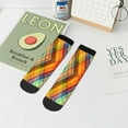 thumbnail image 7 of Pofeuu Abstract Watercolors Tartan Print 30cm Socks, Adult Running Hiking Socks for Youth and Adult, 7 of 7