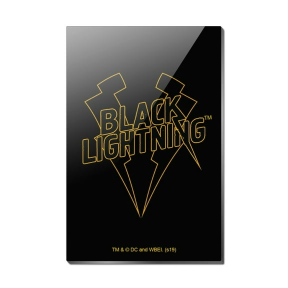 Black Lightning Logo Rectangle Acrylic Fridge Refrigerator Magnet
