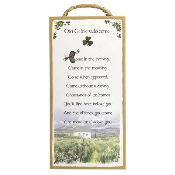 Peter Townsends Irish OCW-5x10WP 5 x 10 in. Old Celtic Welcome Wooden Plaque
