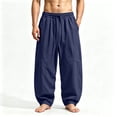thumbnail image 2 of Zynoxe Mens Plus Size Baggy Pants Trendy Streetwear Loose Fit Elastic Waist Drawstring Casual Pants with Pockets Breathable Versatile Sweatpants Navy M, 2 of 6