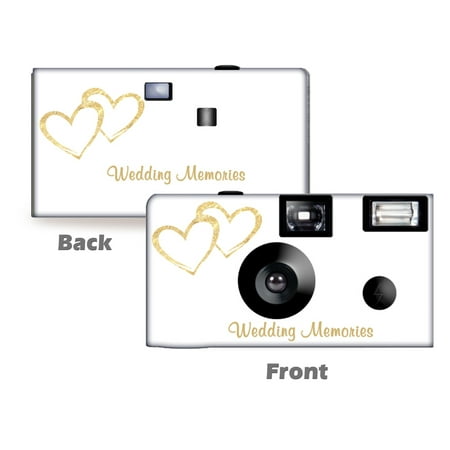 5 Pack Gold Hearts Wedding Memories Disposable Camera,  Wedding Camera, Anniversary Camera, from CustomCameraCollection