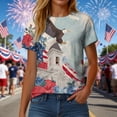 thumbnail image 6 of felwors Women's Casual Patriotic Graphic T-Shirt – USA Flag, Eagle, Statue of Liberty & Fireworks Print, Short Sleeve Crew Neck Tee for 4th of July Events (Light Gray, XXL), 6 of 8