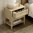 thumbnail image 5 of Joyyskill End Table with 2 Drawers, Farmhouse Nightstand with Open Shelf, Modern Bedside Cabinet Side Table Night Stand for Bedroom, Light Oak, 5 of 6