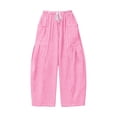 thumbnail image 5 of Womens Linen Wide Leg Plaid Pants Casual Barrel Loose Drawstring High Waist Palazzo Harem Pants with Pockets Pink M, 5 of 5