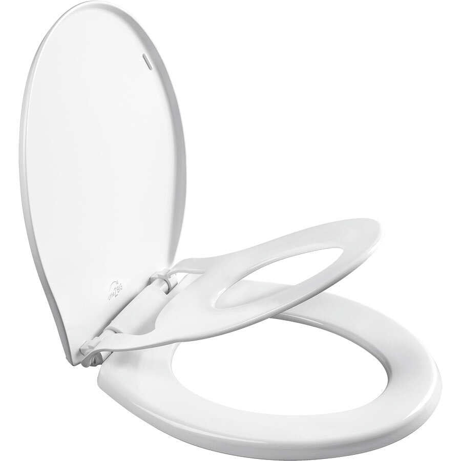 Mayfair Little2Big? Round Plastic Toilet Seat in White with STA-TITE? Seat Fastening System? and Whisper•Close? Hinge