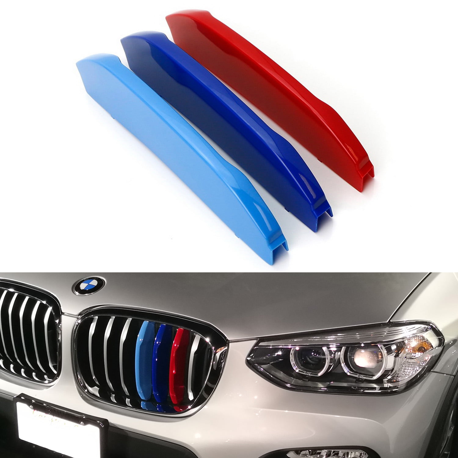 carado for BMW X3 G01 2018 7 Grille M Color BMW Grill Stripes Front Grille Grill Cover Insert Trim Clips 3Pcs