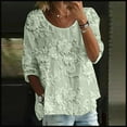 thumbnail image 2 of Soft Printed Blouse for Women Comfortable Loose Fit Round Neck Casual Top Light Green XL, 2 of 4