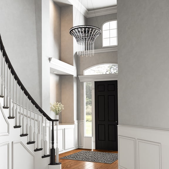 Atlas Lighting and Home 4-Light Ceiling Chandelier with Crystal Laced Pendant - 36" - Matte Black