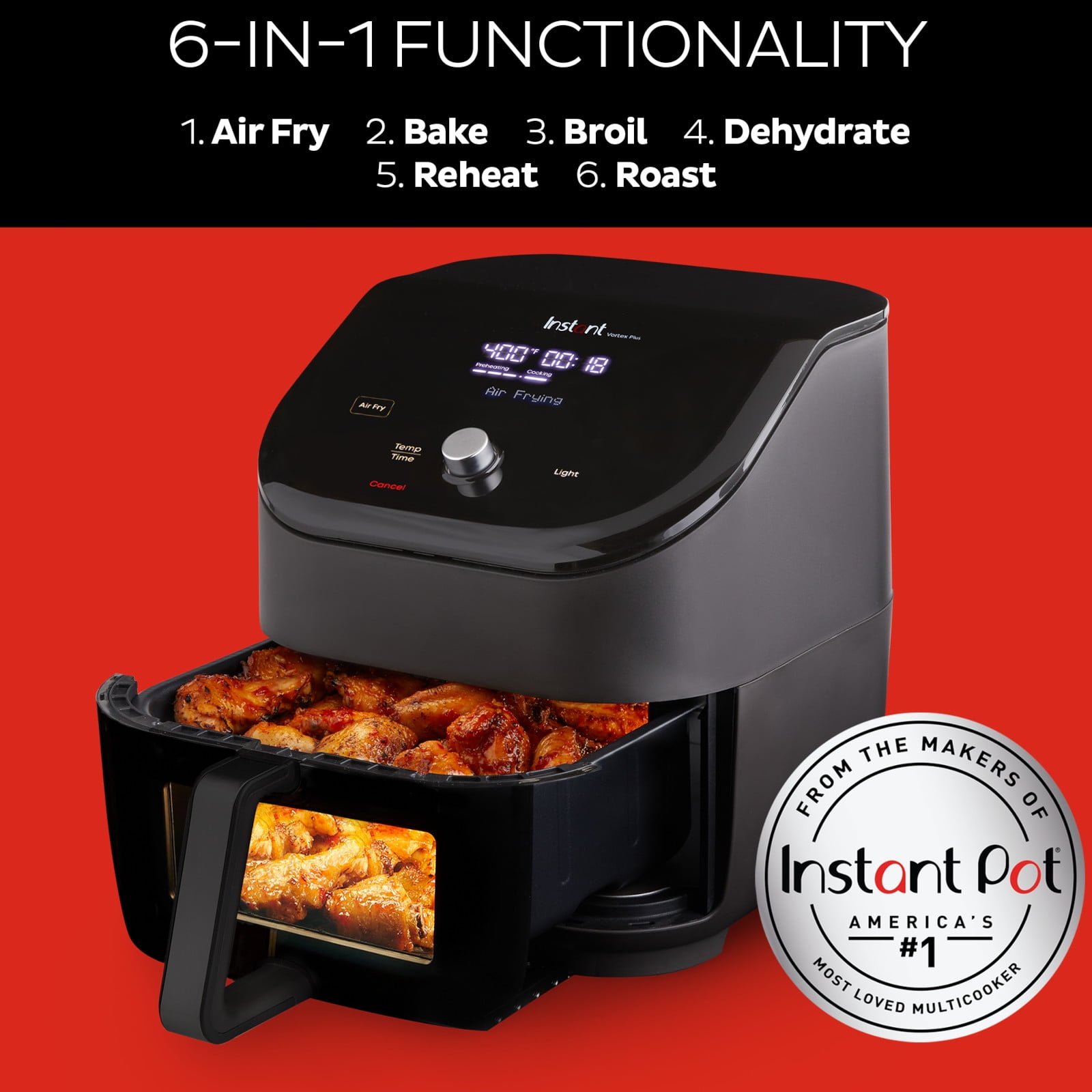 Instant Pot Vortex Plus 6-Quart 6-in-1 Air Fryer Oven with