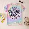 thumbnail image 2 of JAJAHO Birthday Girls Shirt Kid Toddler Tie Dye Short Sleeve Letter Print T Shirt Birthdays Party Tee Cozy Tops, 2 of 4
