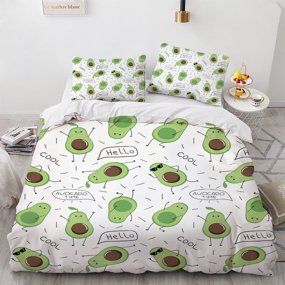 Bed Duvet Cover Set King Size Fruits Pattern 3Piece Duvet Cover & 2