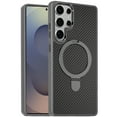 thumbnail image 3 of For Samsung s25 Ultra Carbon Design [Magnetic Circle] with Ring Stand Hybrid Case - Gray, 3 of 3