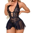 thumbnail image 1 of Gibobby Lenceria para mujer sexy Día de San Valentín Lencería sexy para mujer Día de San Valentín Hollow Out Floral Lace Body Lencería Deep V Ropa interior(Negro, G), 1 of 5