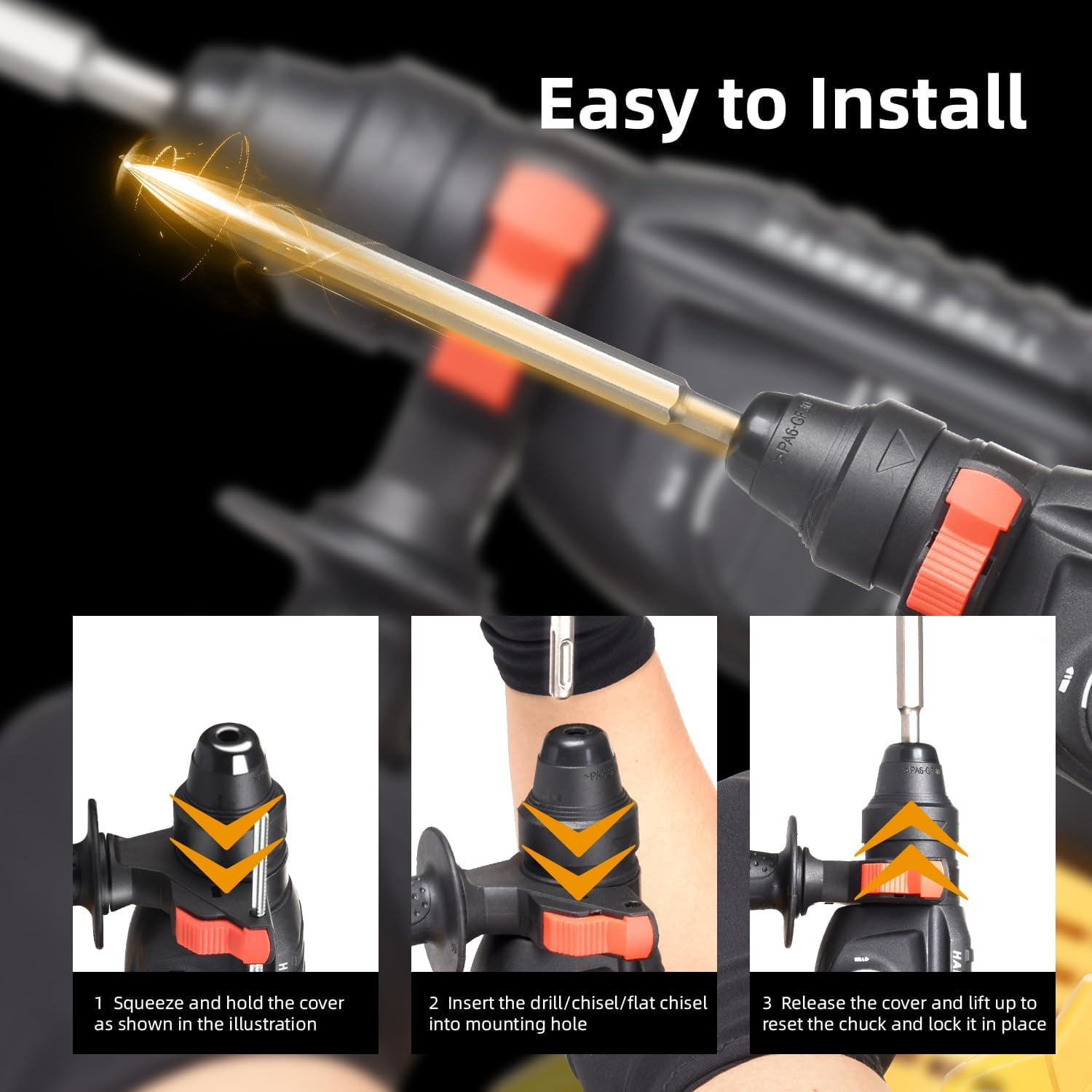 20V SDS-Plus Cordless Rotary Hammer Drill Compatible with Dewalt Battery(NO Battery), Brushless Motor,Safety Clutch,1000RPM,4 Functions with 5 Drills and Carrying Case for Concrete/Masonry/Wood/Metal