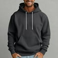 thumbnail image 4 of Men’s Pullover Hoodie Long Sleeve Drawstring Hooded Sweatshirt Kangaroo Pocket Casual Loose Fit Top Dark Gray XL, 4 of 5