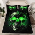 thumbnail image 2 of Castle Fairy Gothic Skull 4 Pieces Queen Sheet Sets for Boys Girls,Abstract Green Lightning Ultra Soft Flat Sheet,Exotic Style Queen Fitted Sheet,Ultra Soft Home Decor, 2 of 7