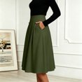 thumbnail image 6 of Ruimatai Womens Pleated Midi Skirt High Waist Elastic Pocket Work Office Casual Spring Daily Flowy A-Line Skirt, 6 of 6
