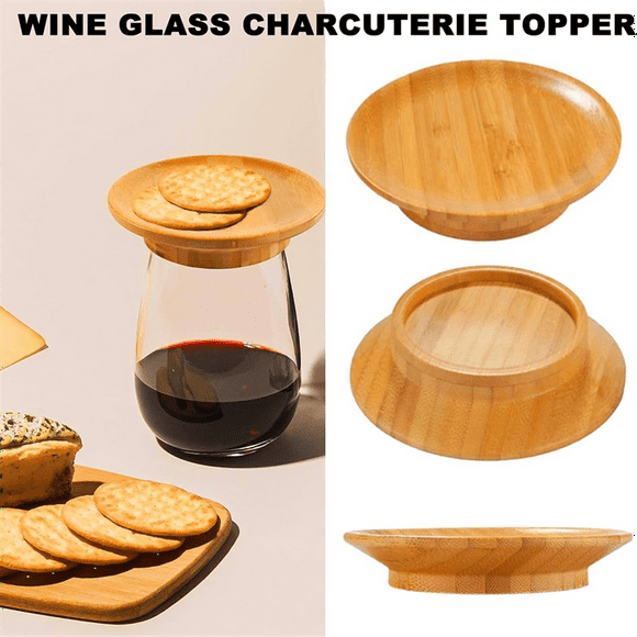 3 Pcs Wine Glass Charcuterie Topper, Charcuterie Wine Glass Topper, Bamboo Wine Glass Topper Wine Glass Topper Plate