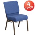 thumbnail image 4 of 4 Pk. HERCULES Series 21''W Church Chair in Blue Fabric with Cup Book Rack - Gold Vein Frame, 4 of 7