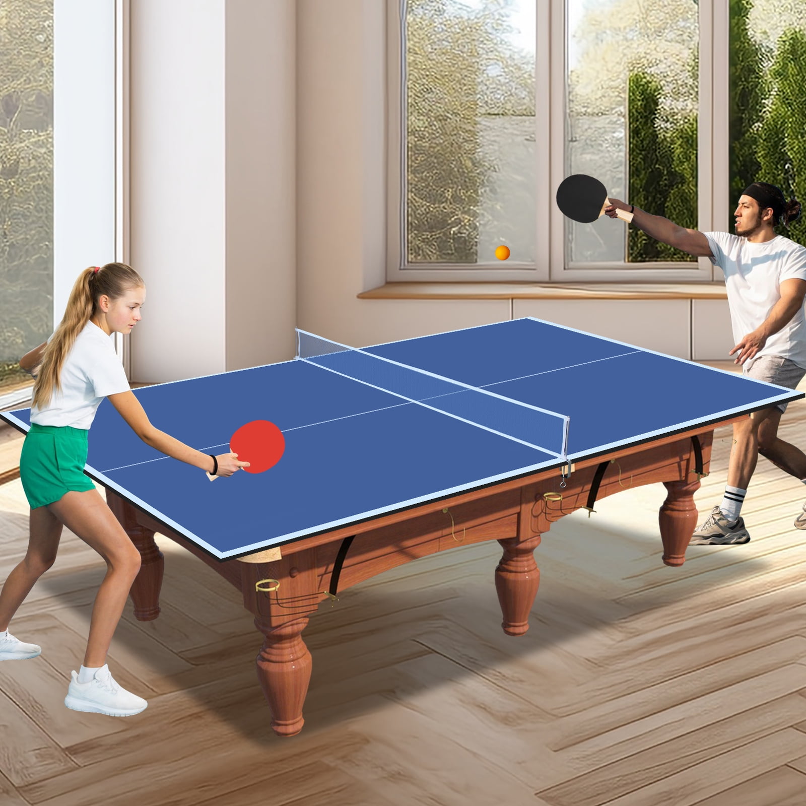 KL KLB Sport Mid-Size Ping Pong Conversion Top with Net Set for Billiard and Pool Tables - Regulation Top Converts Billiards into Ping Pong Table