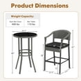 thumbnail image 3 of Costway Ensemble de Bar en Rotin pour Patio 3 Pcs, Fauteuils de Bar en Osier Hauteur Bar et Table Ronde, 3 of 10