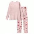 thumbnail image 4 of Garbnen Valentines Pj Sets for Woman Bow Print Crew Neck Long Sleeve Top and Pants Spring Summer Pjs Lounge Set, 4 of 4