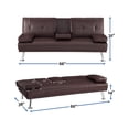 thumbnail image 5 of Futon Sofa with Armrest and Cupholders by Naomi Home-Color:Espresso,Fabric:Faux Leather, 5 of 11