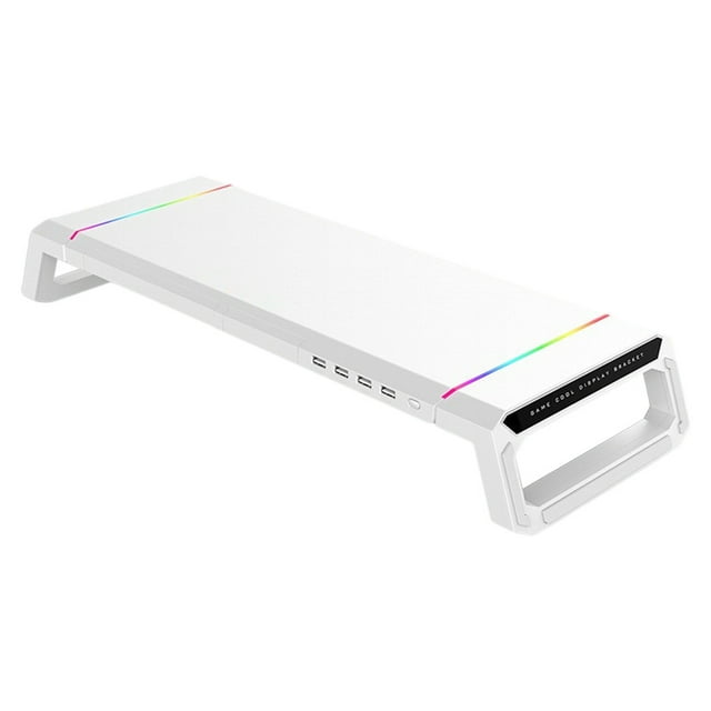maytalsory Support Surélevé pour Moniteur d'Ordinateur Portable avec Tiroir de Rangement, Support de Table avec 4 Ports USB, Bureau, Robuste, Dortoir, Blanc