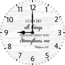 i Can Do All Things Through Christ Christian Wood Clock Christian Quotes Bible Scripture Inspirational Words Wall Clock Religious Home Décor 10 Inch Silent Non-Ticking Battery Operated