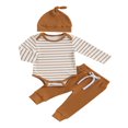 thumbnail image 1 of Baby Clothes Set  Romper with Long Sleeve Striped Pants and Hat, 1 of 9