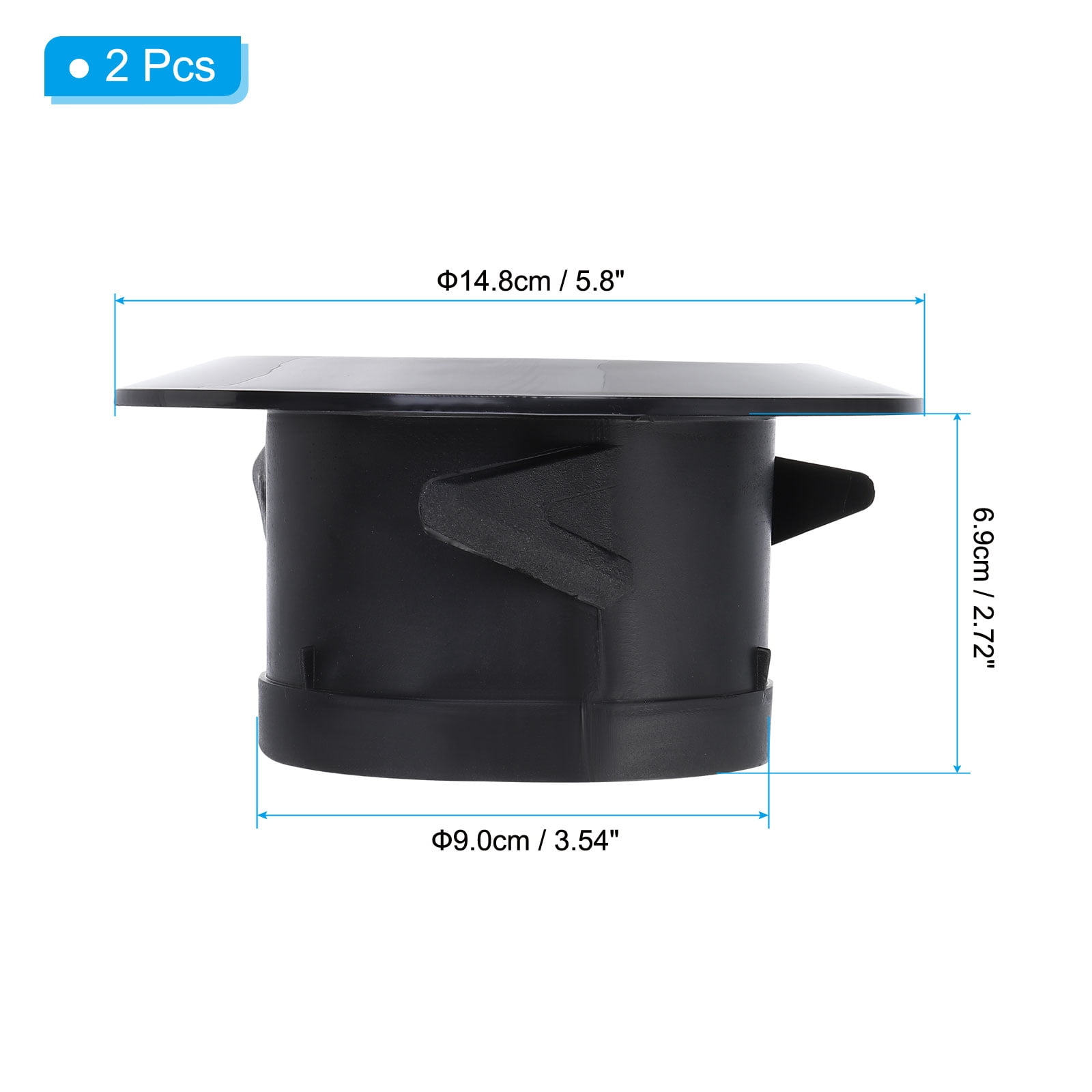 Uxcell 4 Inch Round Air Vent, 2Pcs ABS Adjustable Soffit Exhaust Vent Cover for Home Living Room Kitchen Office, Black
