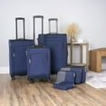 thumbnail image 2 of Protégé 7-Piece Softside Luggage Set, Includes Carry On, Medium Checked and Large Checked Spinners and Matching Packing Cubes, Blue Cove, 2 of 36