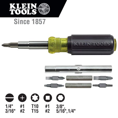 Klein Tools 32500 Steel Precision Screwdriver Set Tool 11-in-1 Screwdriver/Nut Drive Repair with Cushion Grip (Black)