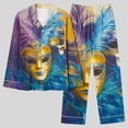 thumbnail image 2 of Moxiu Mardi Gras Pajamas for Women 2025 Loungrwear Set Festivel Long Sleeve Button Down Shirts Pant Carnival Holiday Pjs Sleepwear Multicolor,M, 2 of 5
