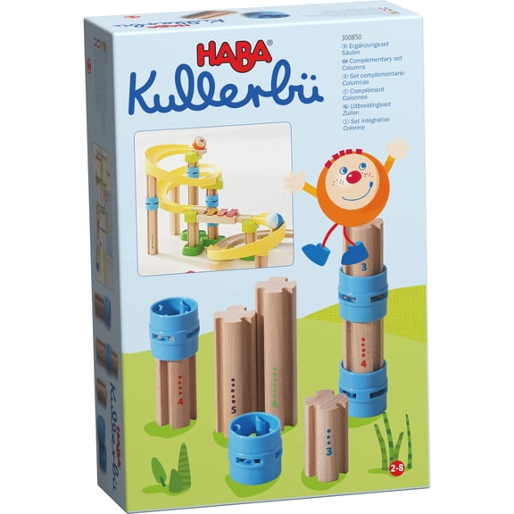 HABA Ball Track Columns Expansion 10 Piece Set - Elevate Your Kullerbu Ball Track Adventure - STEM Toys & Marble Run Building Sets for Kids Ages 2-6