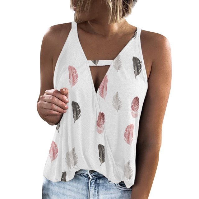 Playeras,Blusas y Tops,Ropa para Mujer Camisetas de tirantes Camiseta sin mangas con cuello en V para mujer Camiseta sin mangas con estampado de camiseta básica suelta (White, XXL)