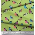 thumbnail image 3 of Soimoi Green Cotton Voile Fabric Rufous Flycatcher Bird Printed Fabric 1 Yard 58 Inch Wide, 3 of 3