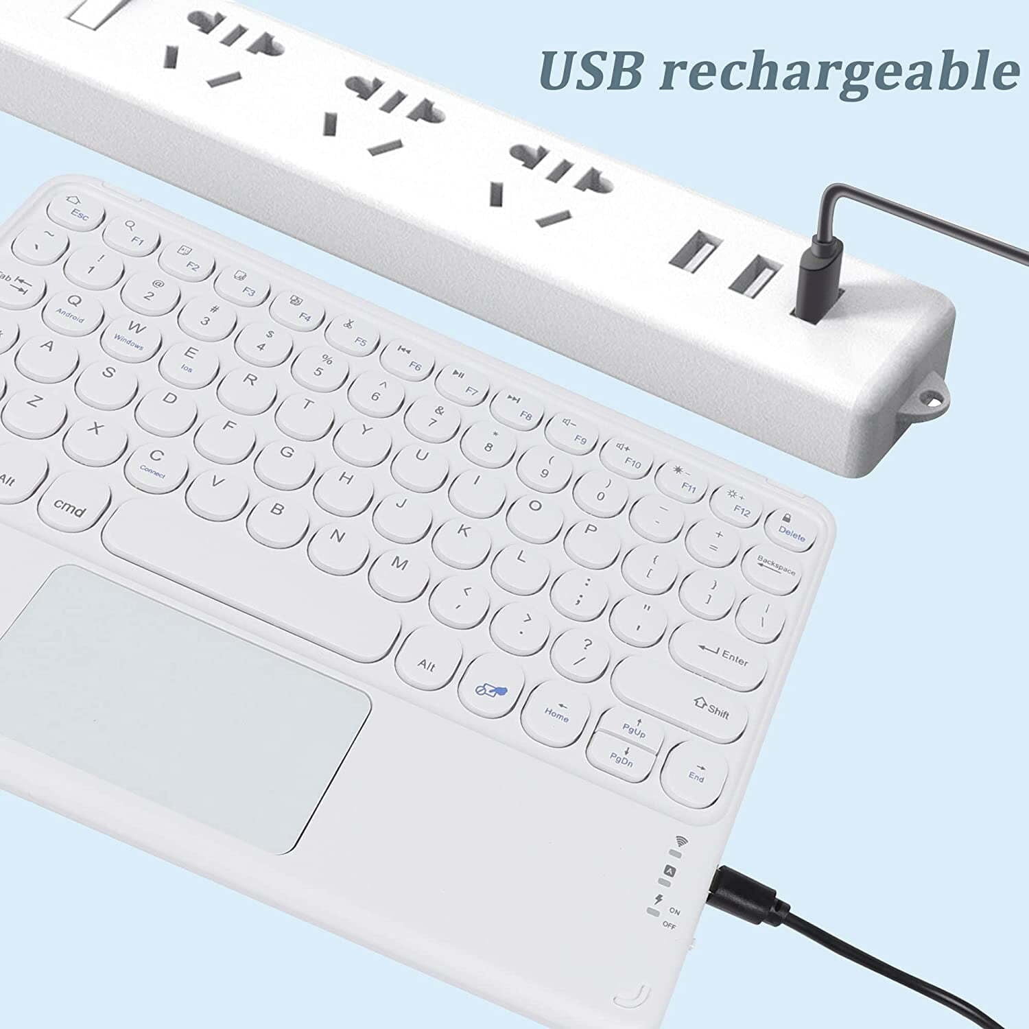 JINRAN Wireless Bluetooth Keyboard with Touchpad for ipad, Portable Mini Small Universal Rechargeable 10 inch Ultra-Slim Wireless Keyboard for Tablet Smartphone PC Computer Laptop Windows Android iOS