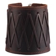 thumbnail image 1 of Brazaletes de cuero PU con diseño de guantelete Steampunk y hebilla ajustable. Marrón A, 1 of 9