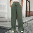 thumbnail image 6 of Ribbed Knit Wide Leg Pants, Elastic Drawstring Waist Soft Trousers Comfortable Sporty Daily Pants for Women,Size:M, 6 of 8