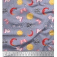 thumbnail image 1 of Soimoi Gray Cotton Jersey Fabric Moon,Insect & Panda Face Kids Decor Fabric Printed BTY 58 Inch Wide, 1 of 1