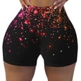 thumbnail image 2 of Haiem Colorful Sparkling No Front Seam Biker Shorts for Women Yoga Workout Gym Bike Shorts with Tummy Control Moisture-Wicking-Large, 2 of 9